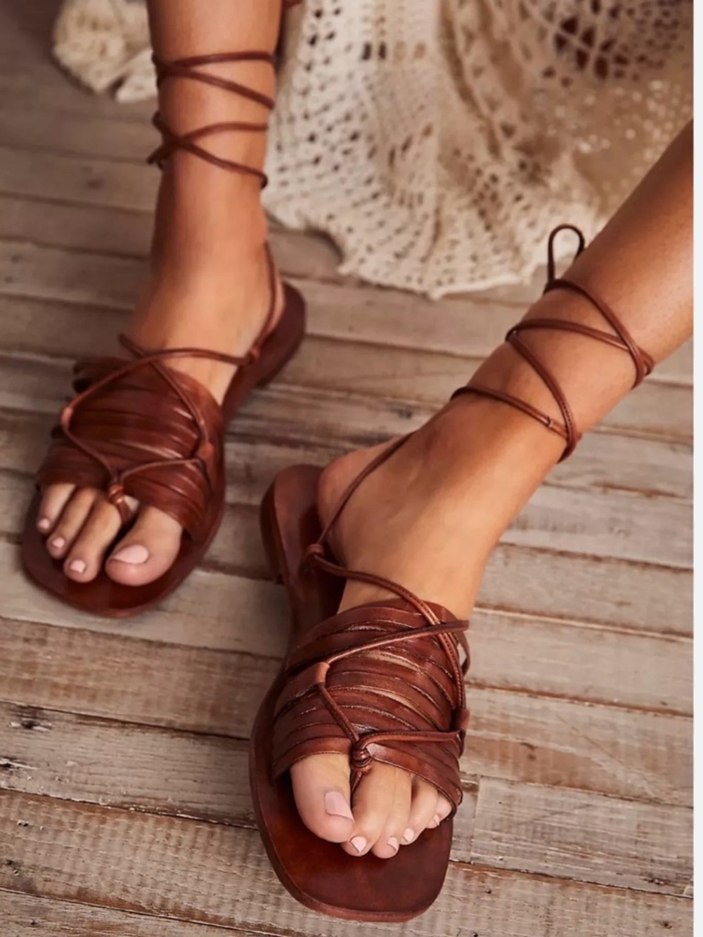 Free people Brown Lace-Up Women’s Gladiator Sandals